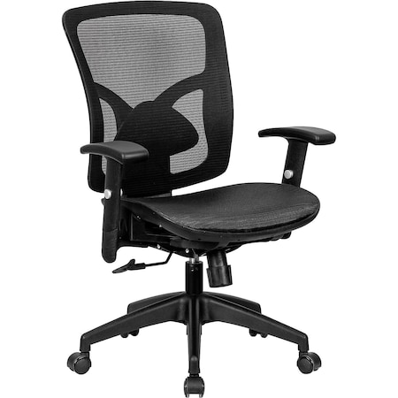 Interion By Global Industrial Interion All-Mesh Office Chair with Lumbar Support, Black 695969
